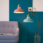 Lampa Wisząca Industrialna z Kolorowym Kloszem Metalowym - 9