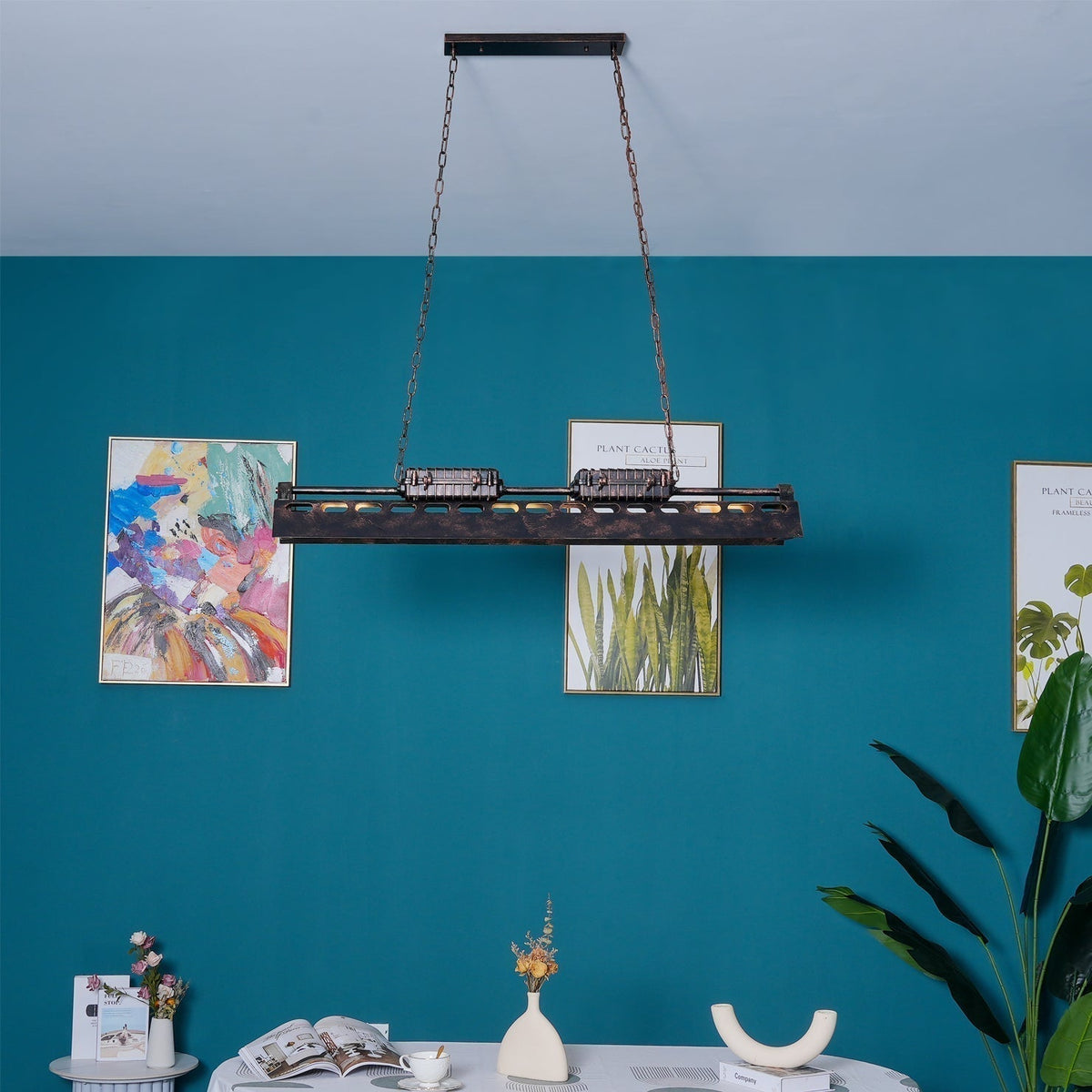 Lampa Wisząca Industrialna z Metalową Obudową na Łańcuchu - 12