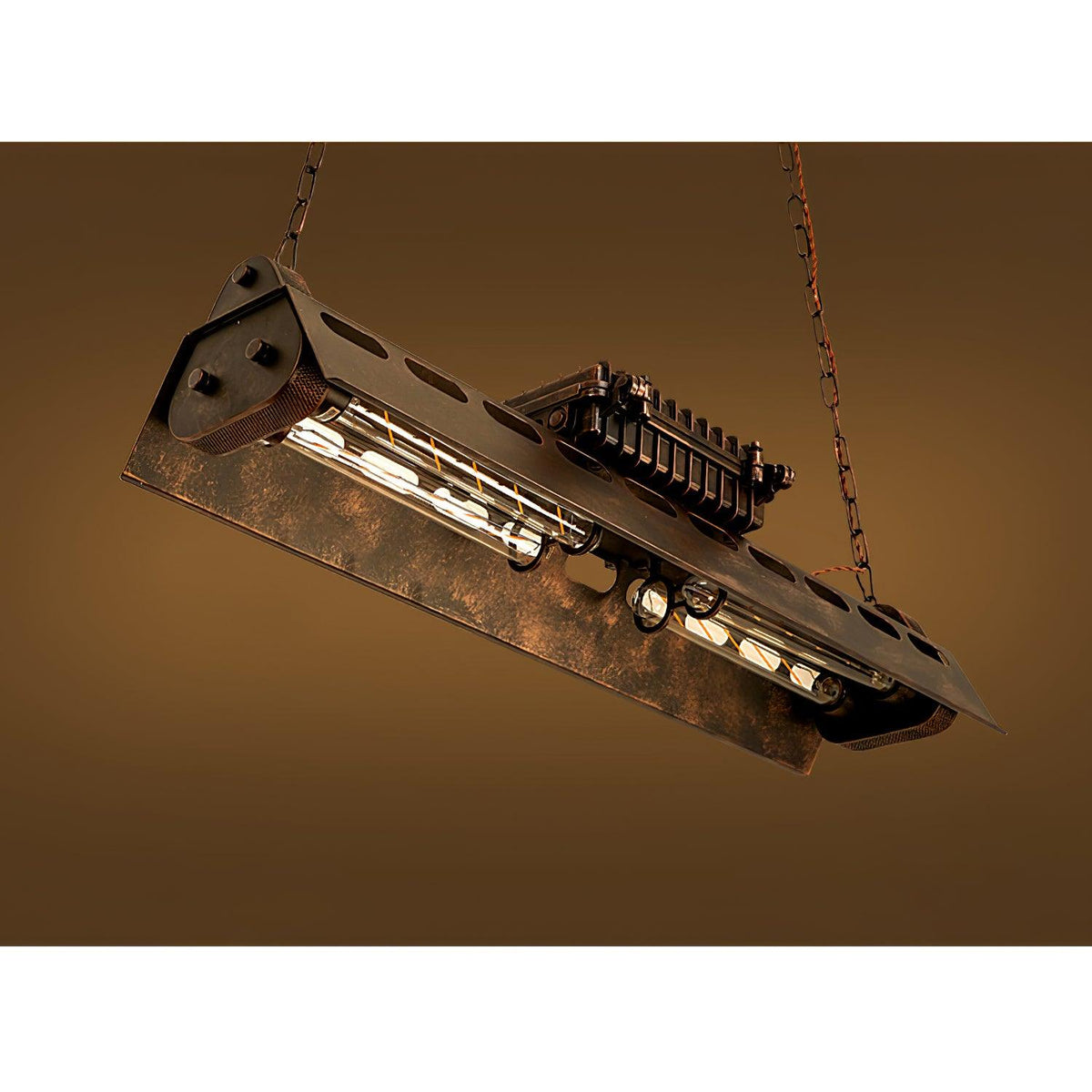 Lampa Wisząca Industrialna z Metalową Obudową na Łańcuchu - 24