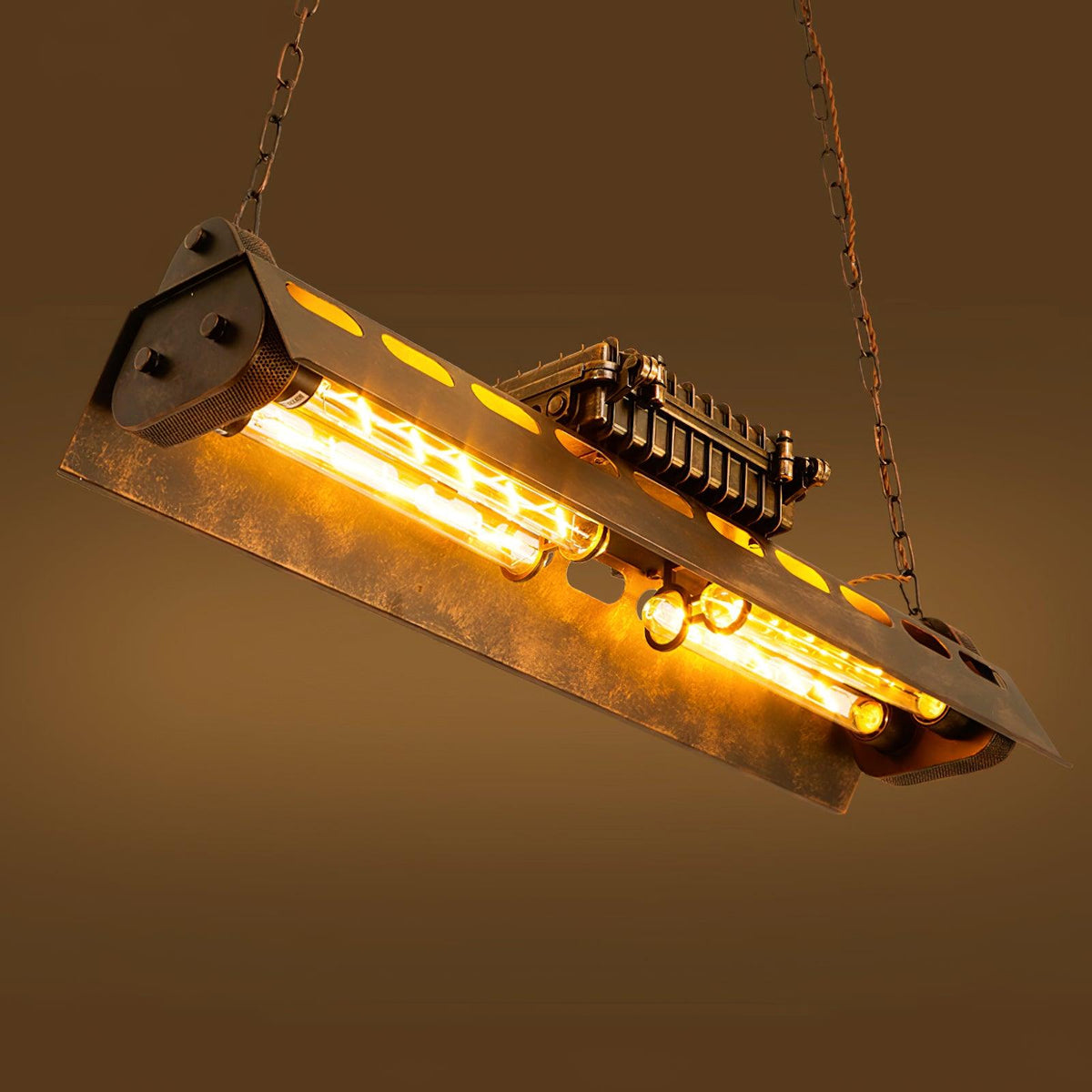 Lampa Wisząca Industrialna z Metalową Obudową na Łańcuchu - 25