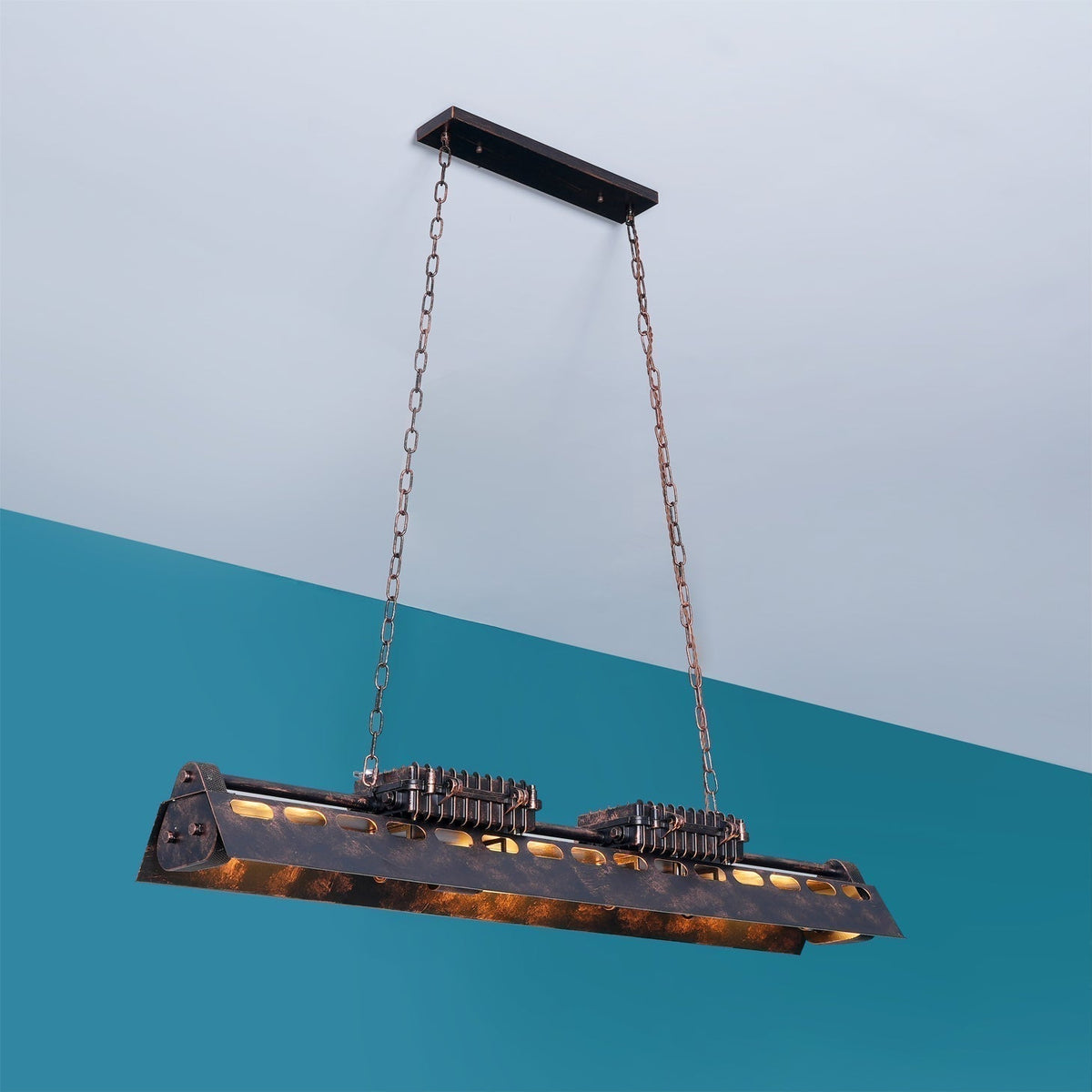 Lampa Wisząca Industrialna z Metalową Obudową na Łańcuchu - 34