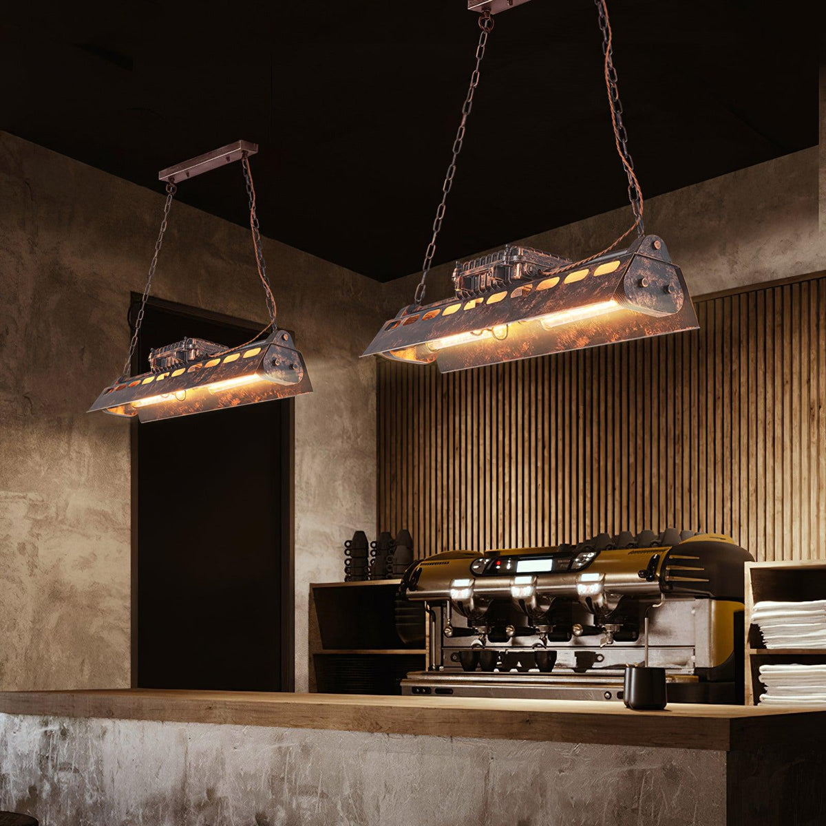 Lampa Wisząca Industrialna z Metalową Obudową na Łańcuchu - 3