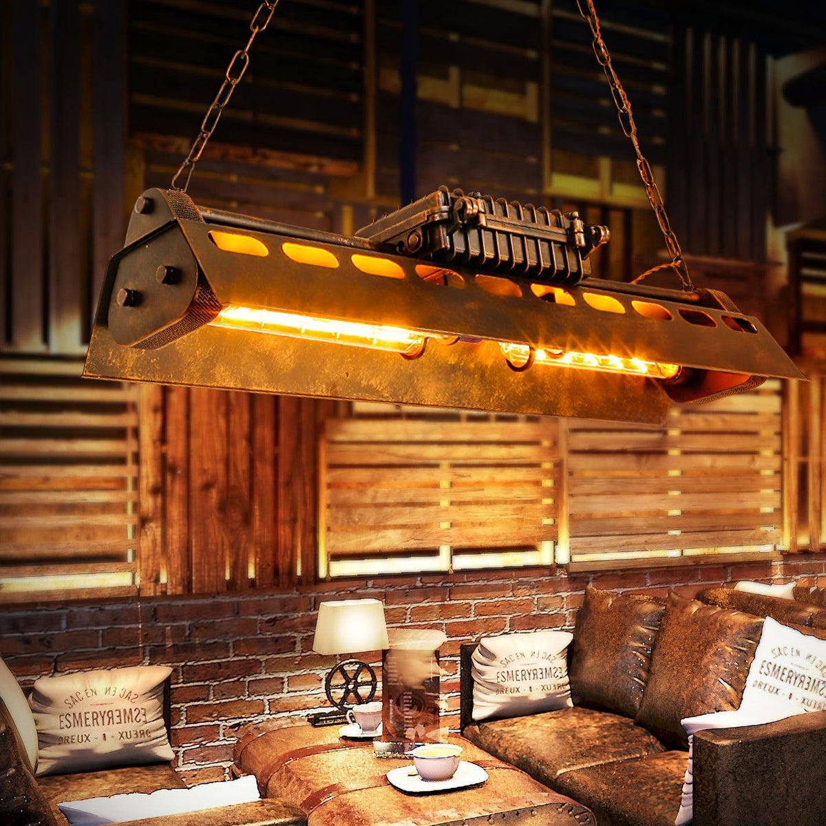 Lampa Wisząca Industrialna z Metalową Obudową na Łańcuchu - 4