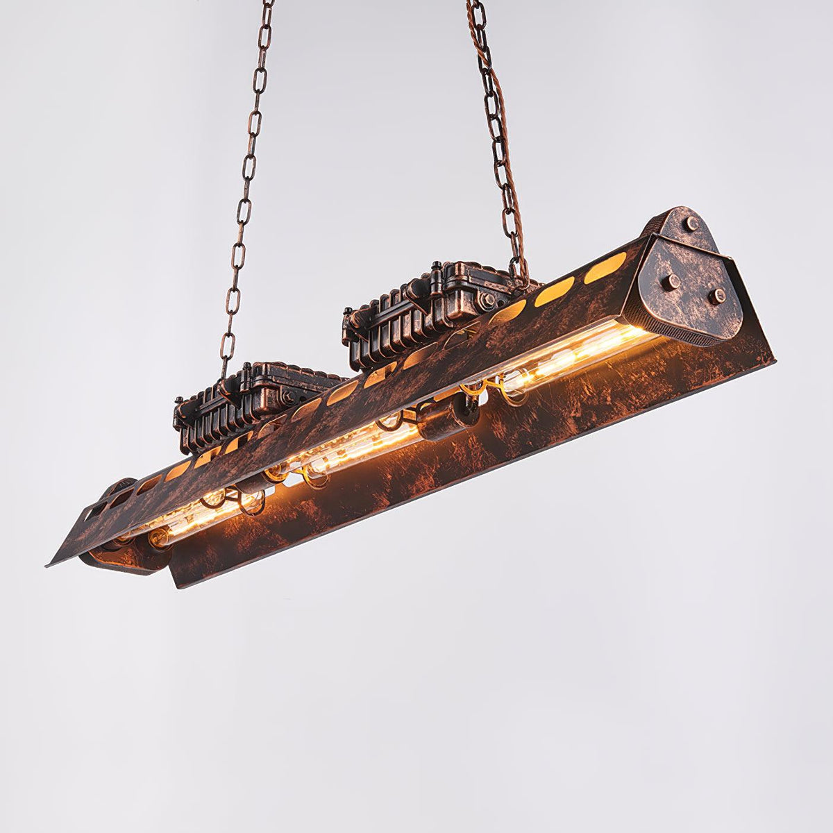 Lampa Wisząca Industrialna z Metalową Obudową na Łańcuchu - 5