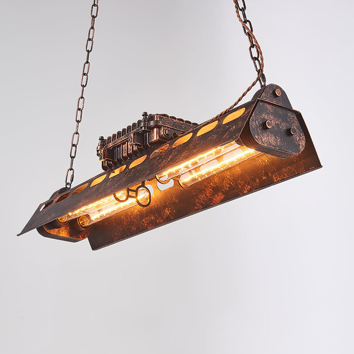 Lampa Wisząca Industrialna z Metalową Obudową na Łańcuchu - 6
