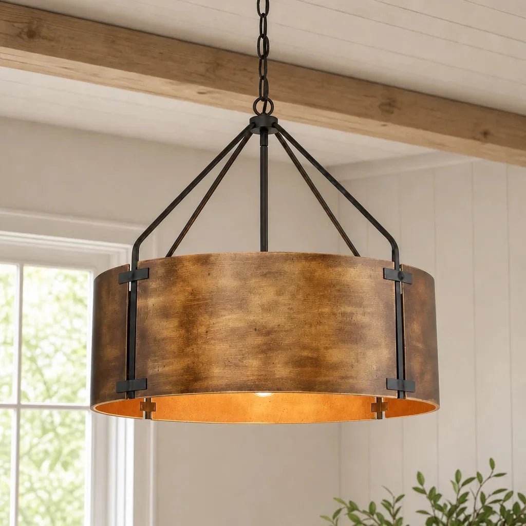 Lampa Wisząca Industrialna z Okrągłym Kloszem w Stylu Vintage