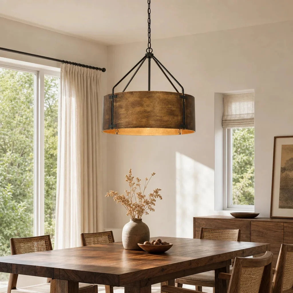 Lampa Wisząca Industrialna z Okrągłym Kloszem w Stylu Vintage