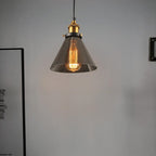 Lampa Wisząca Industrialna ze Szklanym Kloszem i Regulowanym Kablem - B szary dymiony
