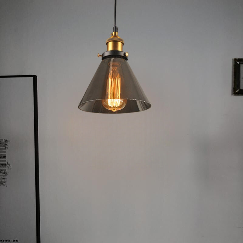 Lampa Wisząca Industrialna ze Szklanym Kloszem i Regulowanym Kablem - B szary dymiony