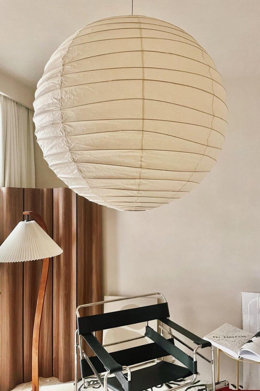 Lampa Wisząca Japońska Kula z Papierem Washi Duża Okrągła - 9