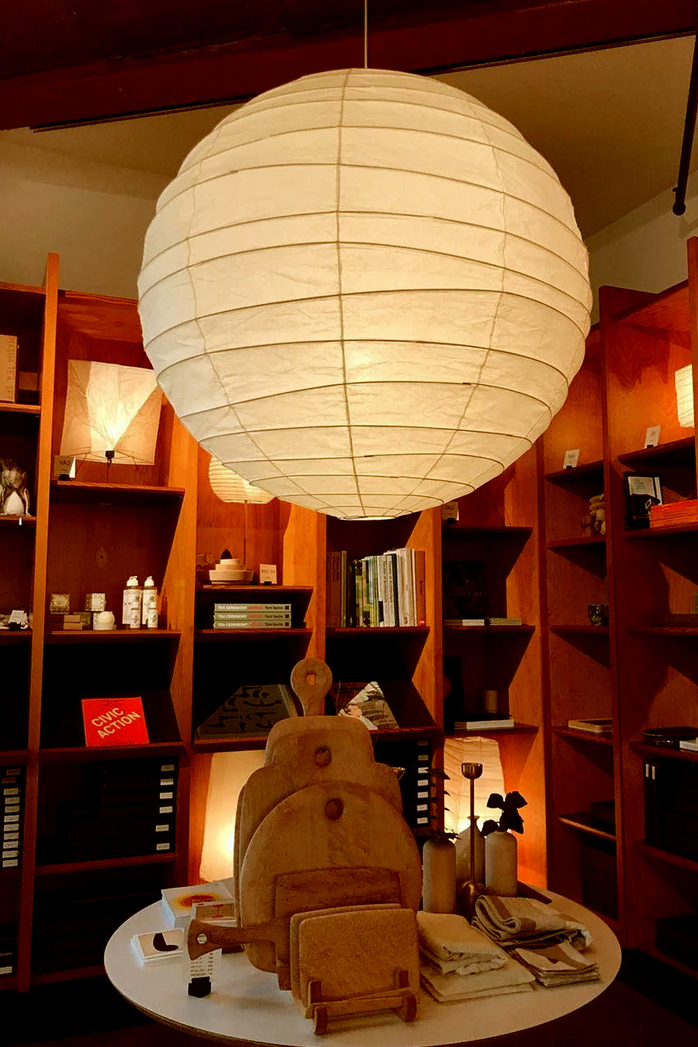 Lampa Wisząca Japońska Kula z Papierem Washi Duża Okrągła