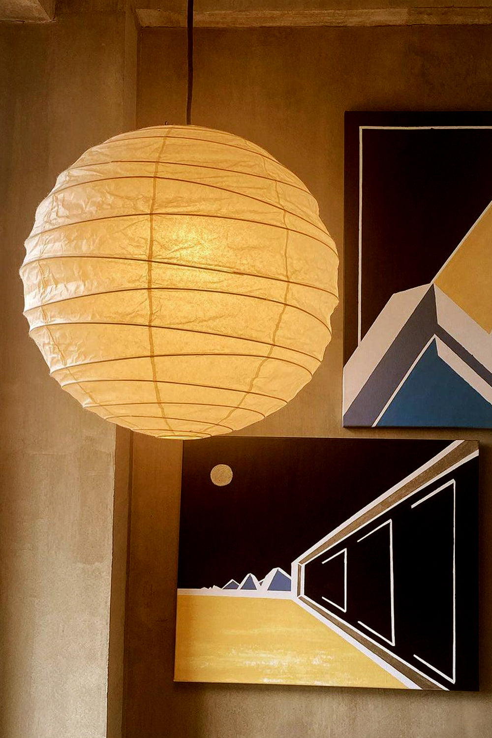Lampa Wisząca Japońska Kula z Papierem Washi Duża Okrągła - 15
