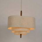 Lampa Wisząca Klasyczna z Trójpoziomowym Abażurem Tkaninowym - 5