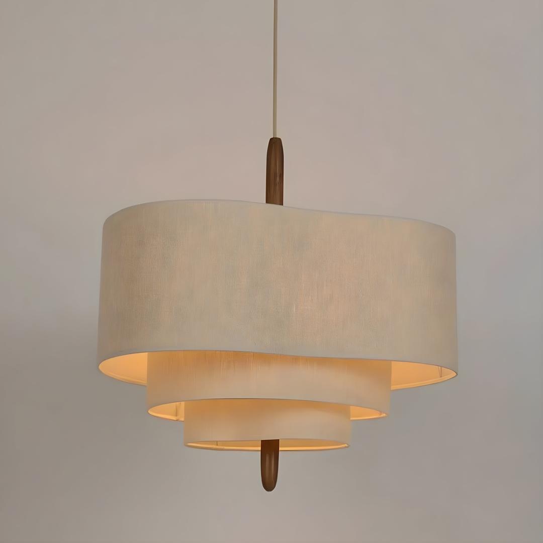 Lampa Wisząca Klasyczna z Trójpoziomowym Abażurem Tkaninowym - 5