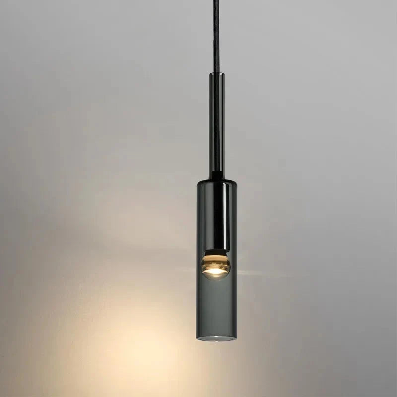 Lampa Wisząca Minimalistyczna z Cylindrycznym Kloszem ze Szkła - 3