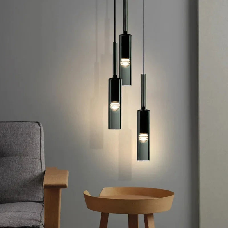 Lampa Wisząca Minimalistyczna z Cylindrycznym Kloszem ze Szkła - 4