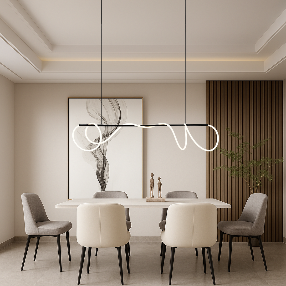 Lampa Wisząca Minimalistyczna z Falistym Przewodem Świetlnym nad Stół - 4