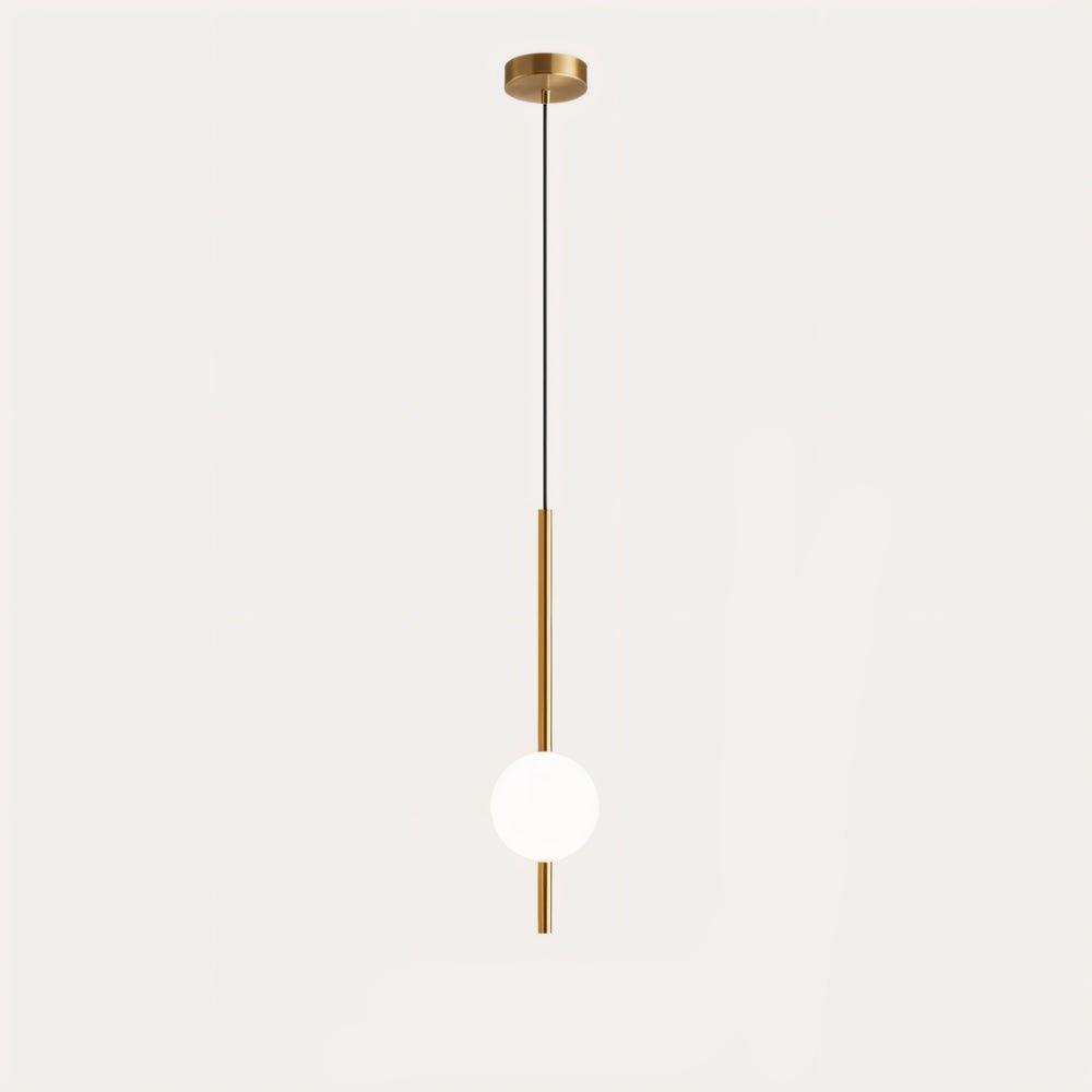 Lampa Wisząca Minimalistyczna z Kloszem Kulistym ze Szkła - Mosiądz