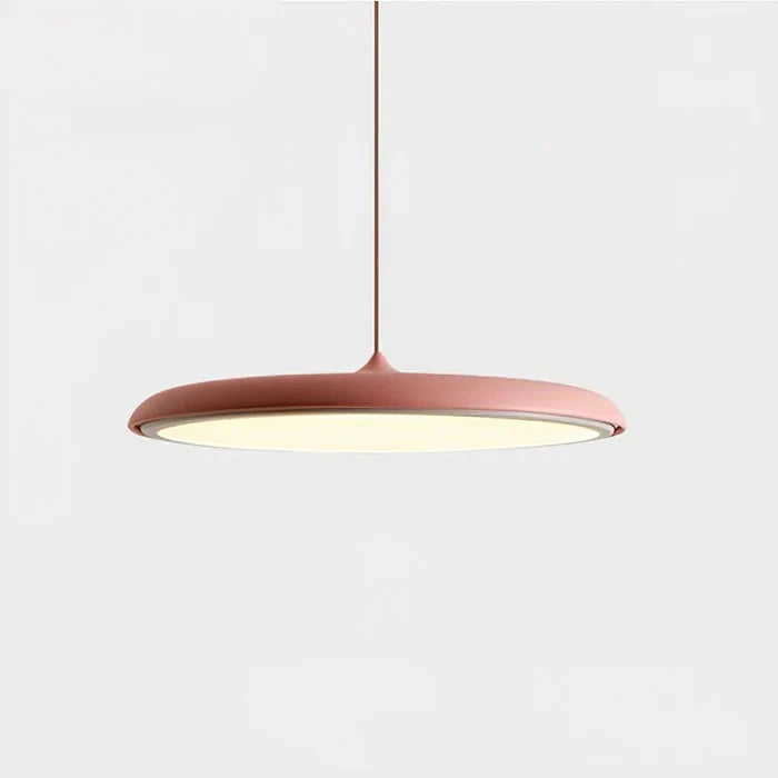 Lampa Wisząca Minimalistyczna z Okrągłym Kloszem i Wbudowanym Źródłem Światła - Różowy