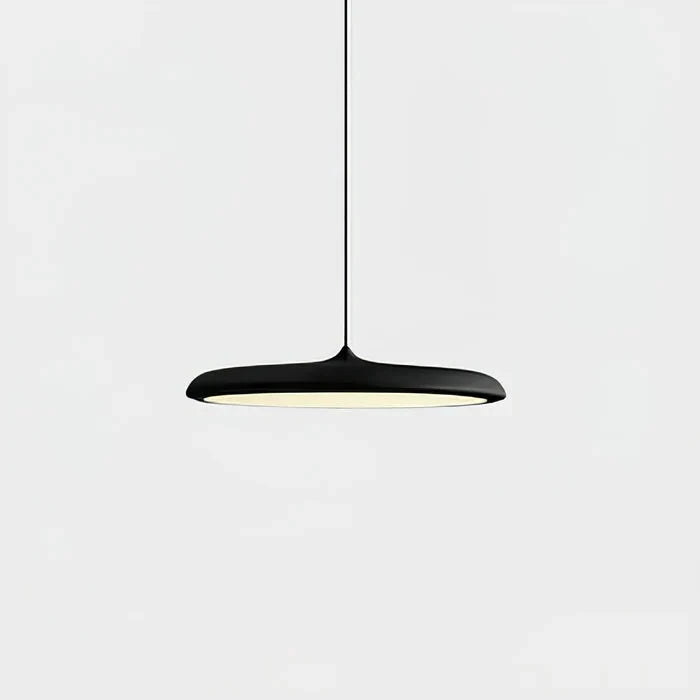 Lampa Wisząca Minimalistyczna z Okrągłym Kloszem i Wbudowanym Źródłem Światła - Czarny