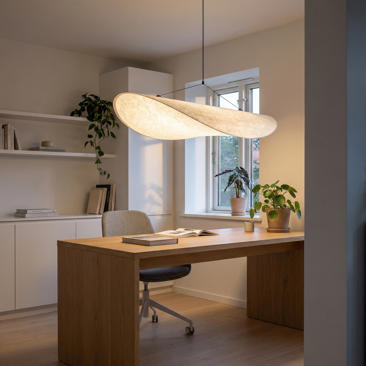 Lampa Wisząca Minimalistyczna z Organicznym Kloszem - 5