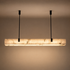 Lampa Wisząca Minimalistyczna z Podłużnym Kloszem w Wzorze Marmuru - 3