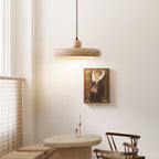 Lampa Wisząca Minimalistyczna z Trawertynowym Kloszem i Drewnianym Detalem - 3