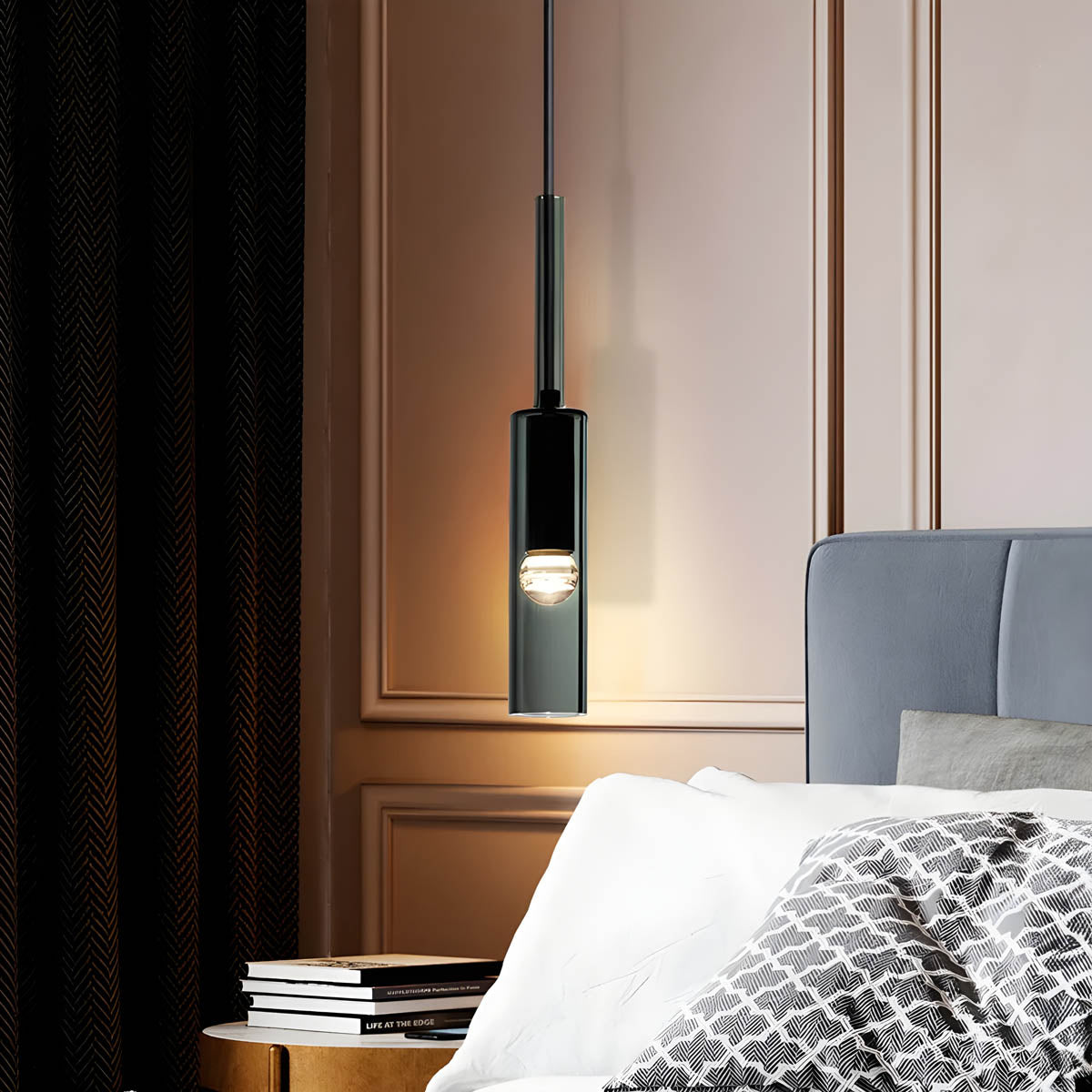 Lampa Wisząca Minimalistyczna ze Szklanym Kloszem Cylindrycznym - 5