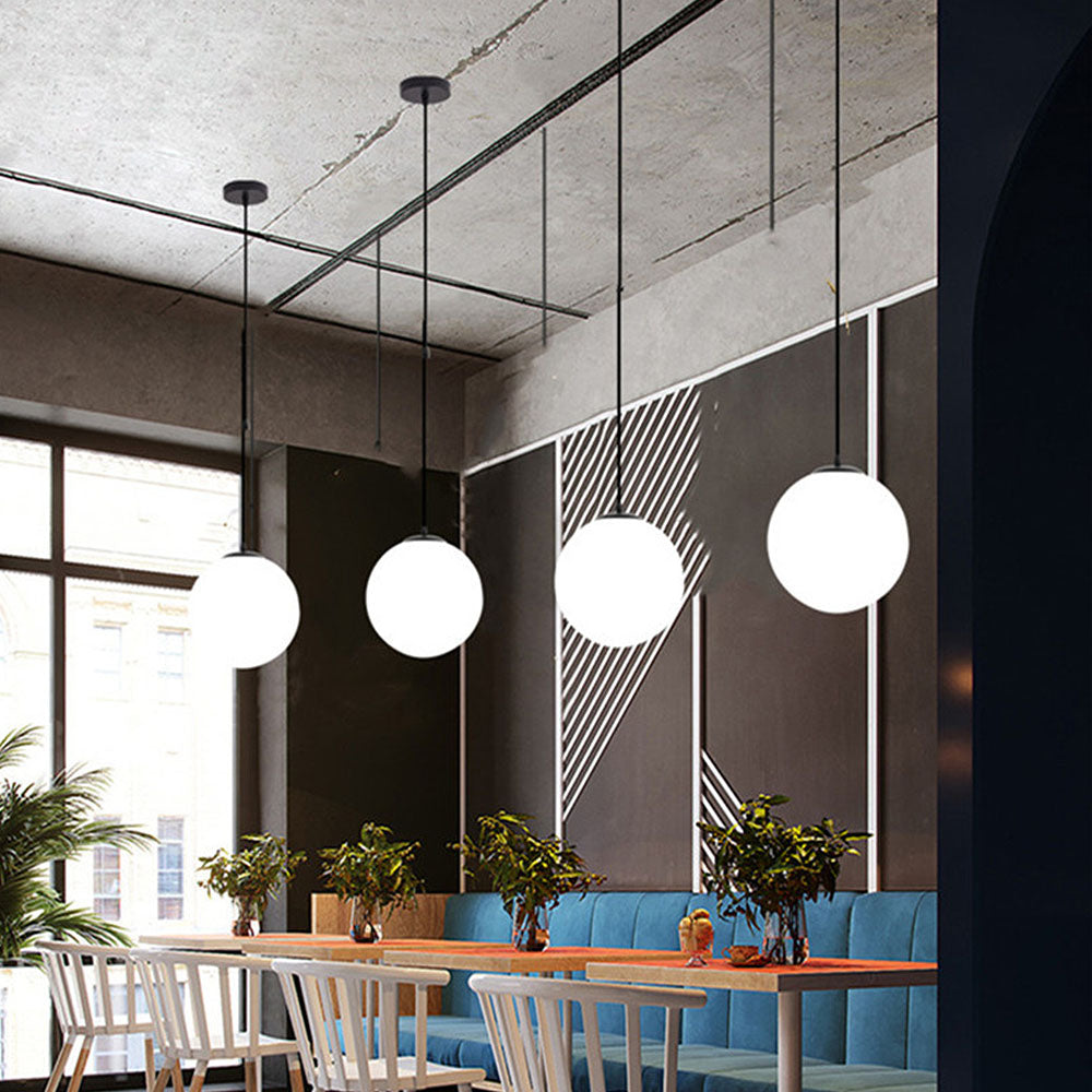 Lampa Wisząca Minimalistyczna ze Szklanym Kloszem Kulistym - 9