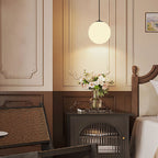 Lampa Wisząca Minimalistyczna ze Szklanym Kloszem Kulistym - Czarny