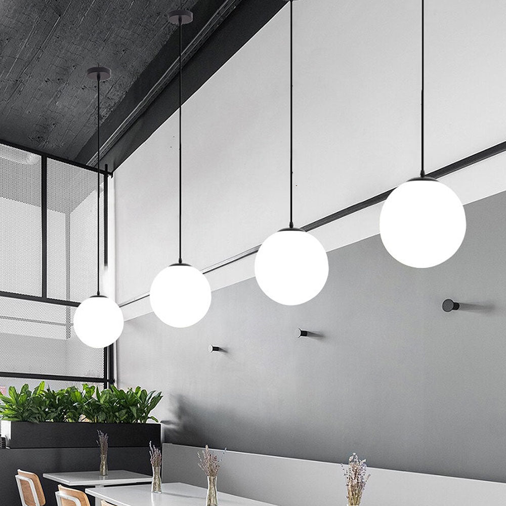 Lampa Wisząca Minimalistyczna ze Szklanym Kloszem Kulistym - 8