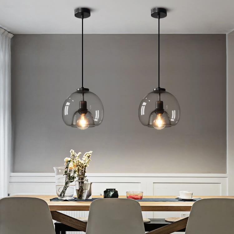 Lampa Wisząca Minimalistyczna ze Szklanym Kloszem w Kształcie Kopuły - 3