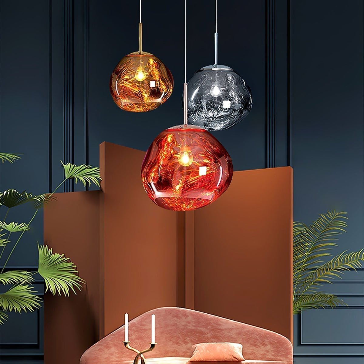 Lampa Wisząca Modern z Nieregularnymi Kloszami ze Szkła - 14