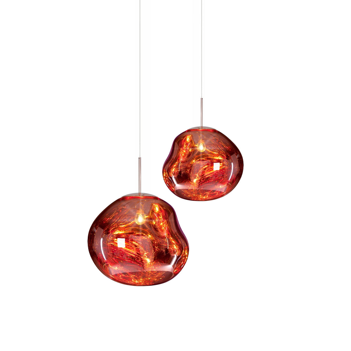 Lampa Wisząca Modern z Nieregularnymi Kloszami ze Szkła - Czerwony