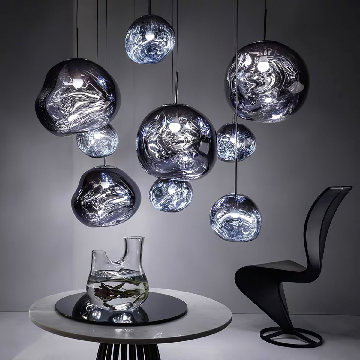 Lampa Wisząca Modern z Nieregularnymi Kloszami ze Szkła - 4