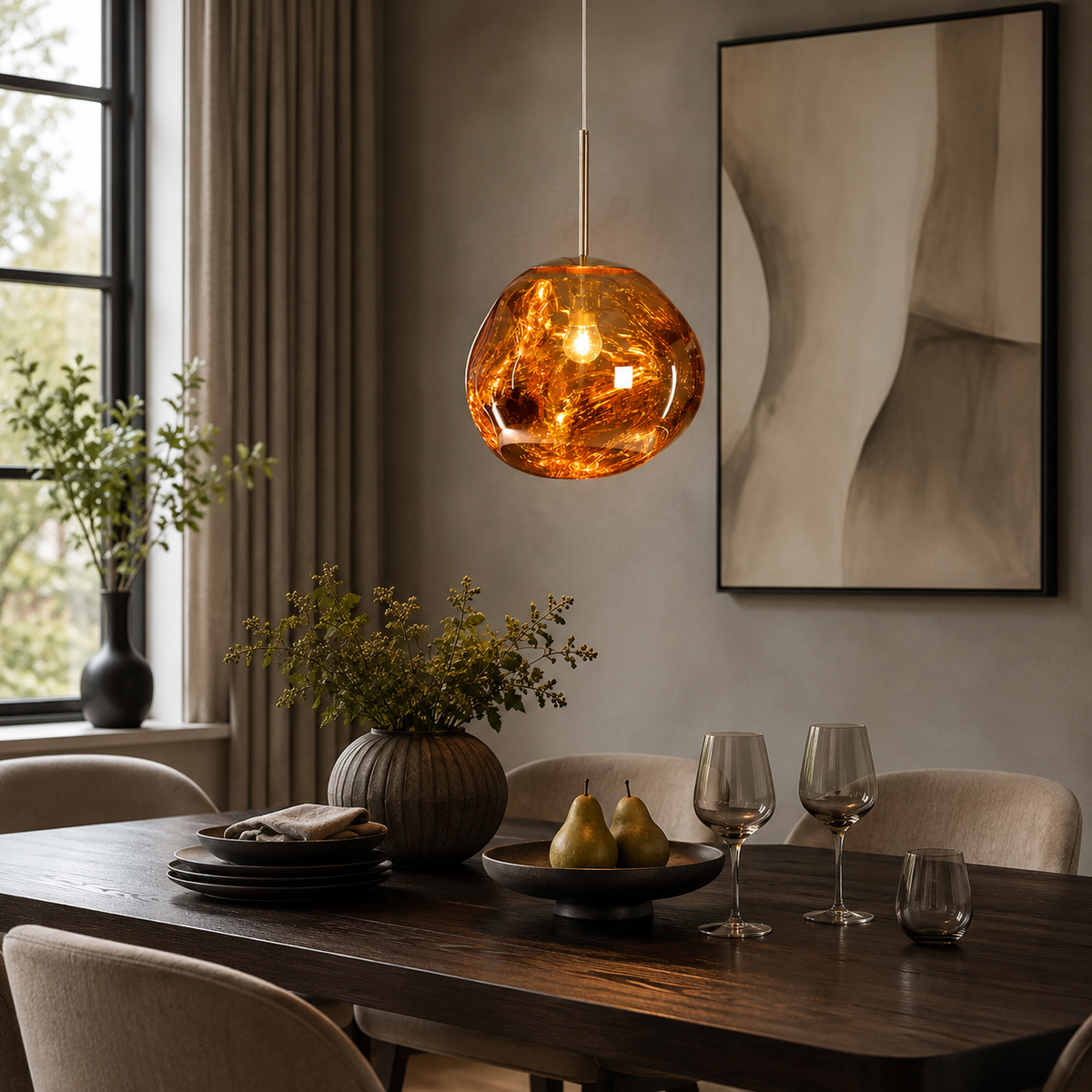 Lampa Wisząca Modern z Organicznym Kloszem Szklanym