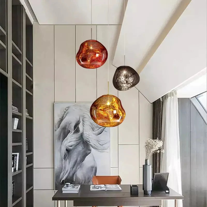 Lampa Wisząca Modern z Organicznym Kloszem Szklanym - 4