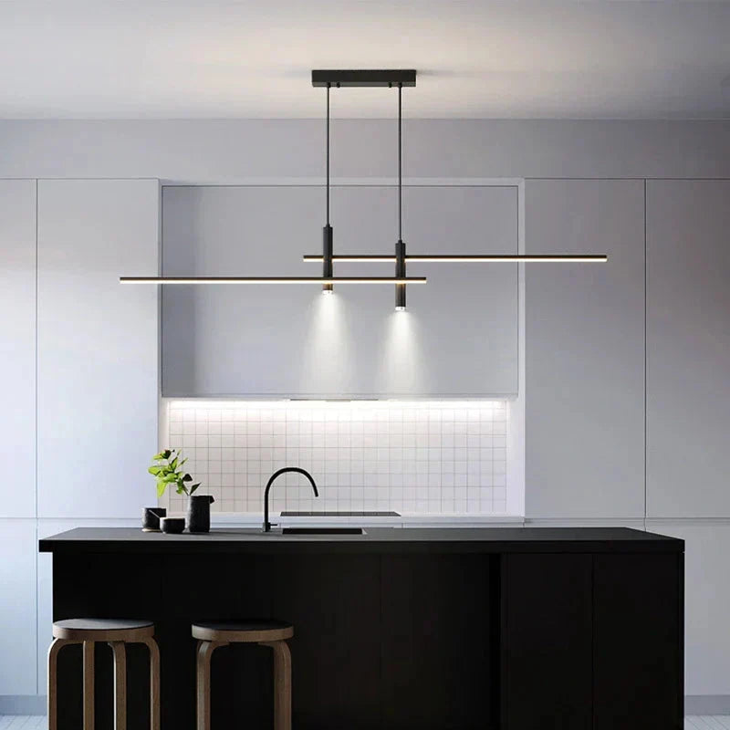 Lampa Wisząca Modernistyczna LED z Pilotem i Regulacją Jasności - 100 cm | Czarny