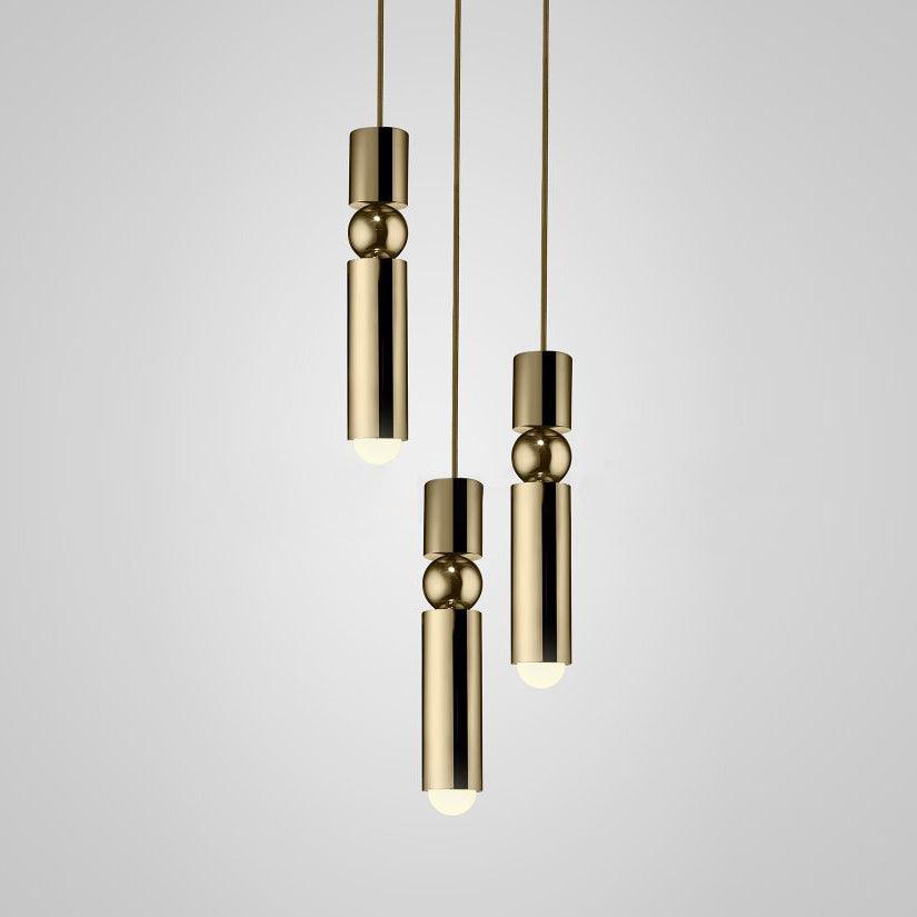 Lampa Wisząca Modernistyczna z Kulą i Cylindryczną Obudową - Złoty