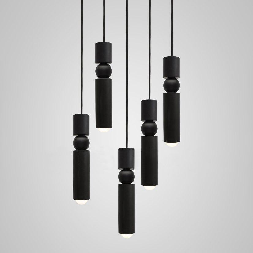 Lampa Wisząca Modernistyczna z Kulą i Cylindryczną Obudową - Czarny
