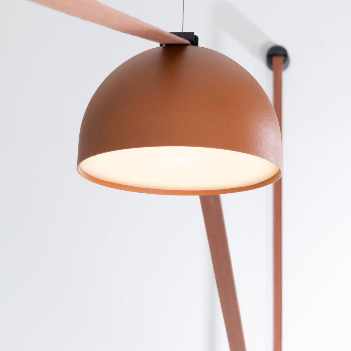 Lampa Wisząca Modernistyczna z Półkulistymi Kloszami na Skórzanych Taśmach - 13