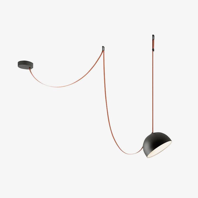 Lampa Wisząca Modernistyczna z Półkulistymi Kloszami na Skórzanych Taśmach - 22