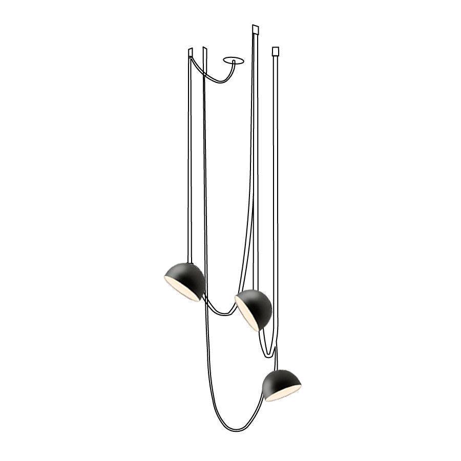 Lampa Wisząca Modernistyczna z Półkulistymi Kloszami na Skórzanych Taśmach - 23