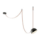 Lampa Wisząca Modernistyczna z Półkulistymi Kloszami na Skórzanych Taśmach - 25