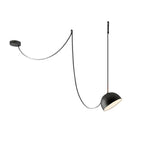 Lampa Wisząca Modernistyczna z Półkulistymi Kloszami na Skórzanych Taśmach - 32