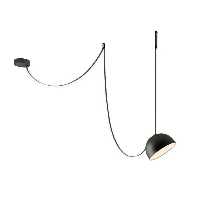 Lampa Wisząca Modernistyczna z Półkulistymi Kloszami na Skórzanych Taśmach - 32