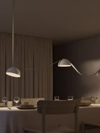 Lampa Wisząca Modernistyczna z Półkulistymi Kloszami na Skórzanych Taśmach - 9
