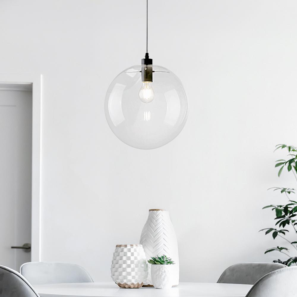 Lampa Wisząca Modernistyczna ze Szklanym Kloszem Kulistym