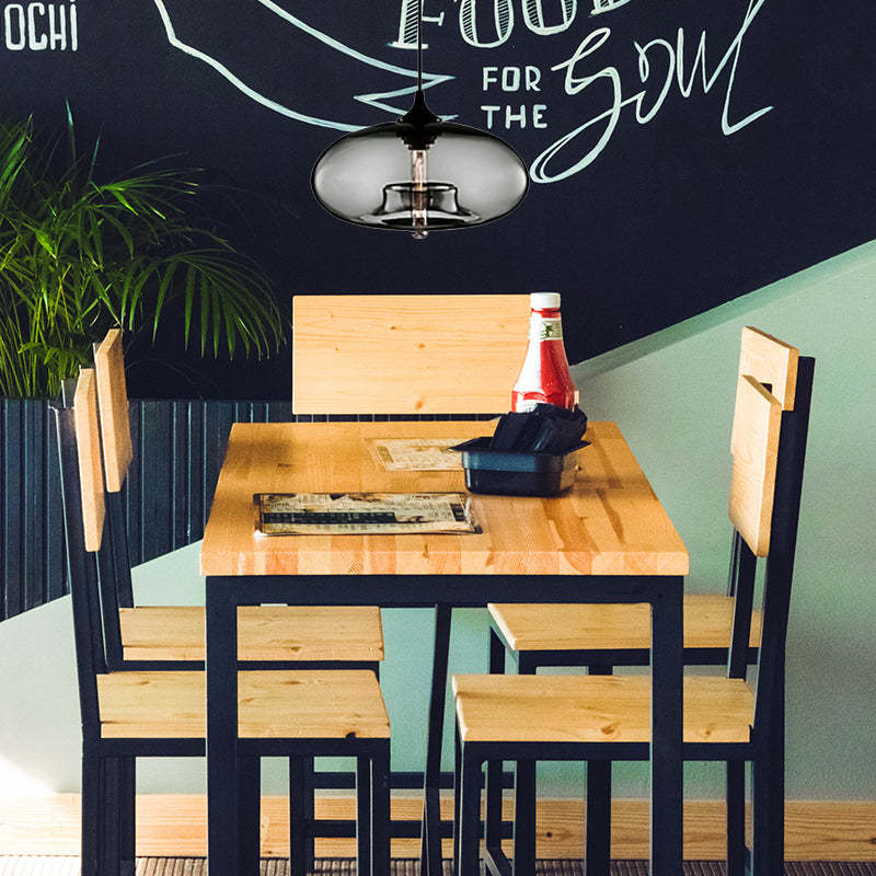 Lampa Wisząca Modernistyczna ze Szklanym Kloszem w Kształcie Elipsy