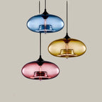 Lampa Wisząca Modernistyczna ze Szklanym Kloszem w Kształcie Elipsy - 3